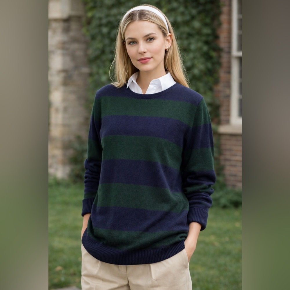 Ralph Lauren‎ Women Sweater Dress XL Wool Rugby Stripe Soft Stretch Crewneck